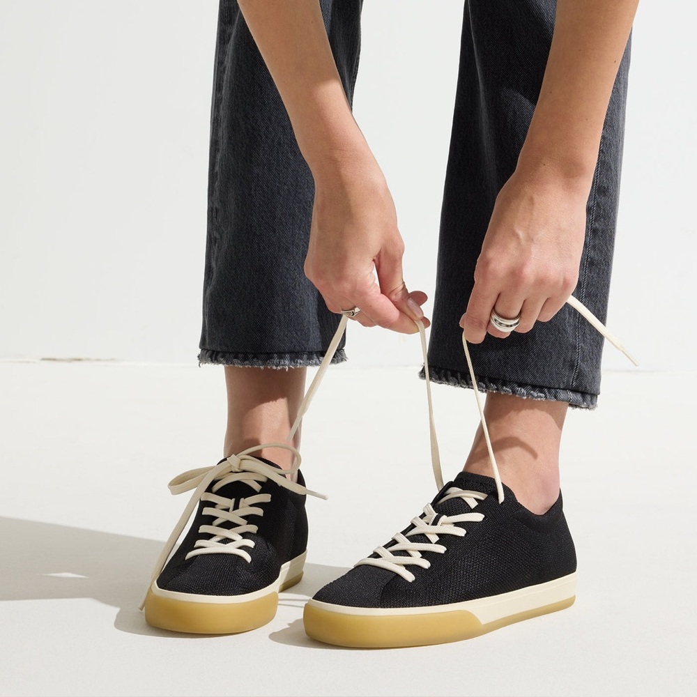 $149 Rothy’s The Lace Up Sneaker, Black, Size 7, No Box, Marker on Sole‎